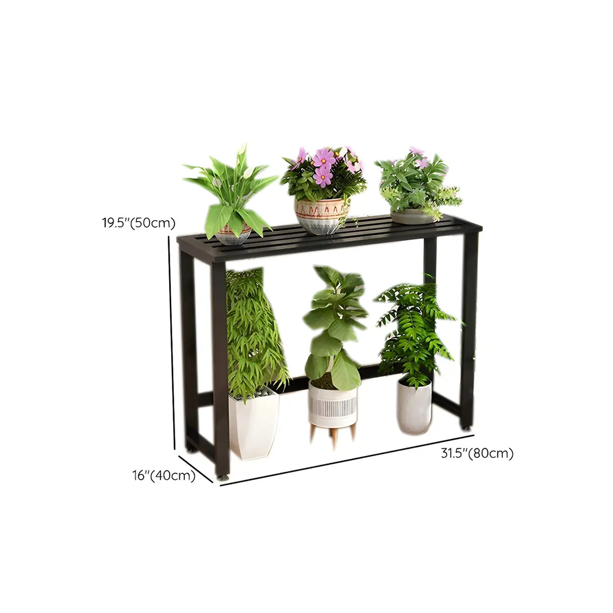 Simple Black Metal Waterproof Rectangular Plant Stand 