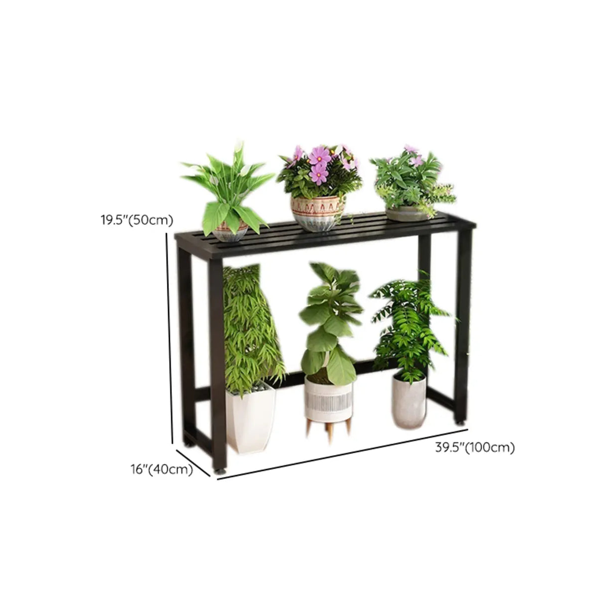 Simple Black Metal Waterproof Rectangular Plant Stand Image - 11