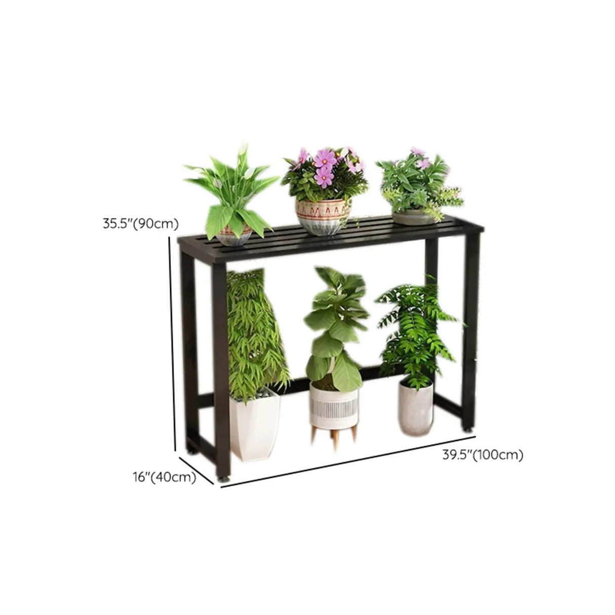 Simple Black Metal Waterproof Rectangular Plant Stand Image - 16