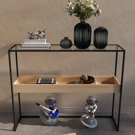 Simple Black Open Alloy Rectangular Storage Bookshelf Image - 1