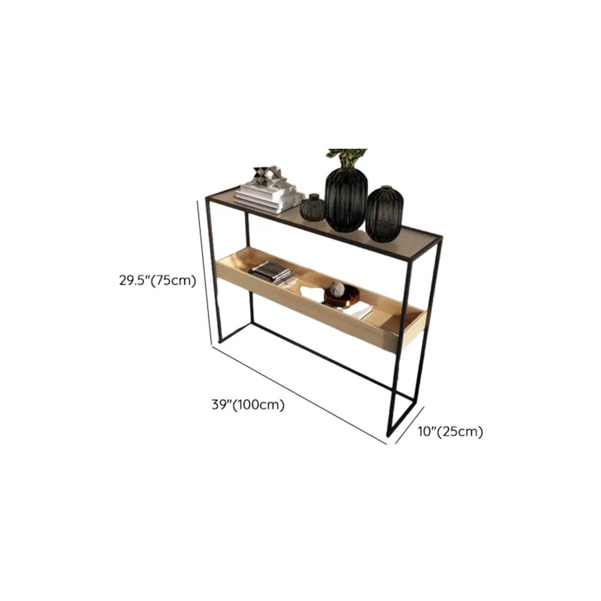 Simple Black Open Alloy Rectangular Storage Bookshelf Image - 21