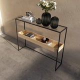 Simple Black Open Alloy Rectangular Storage Bookshelf Image - 3