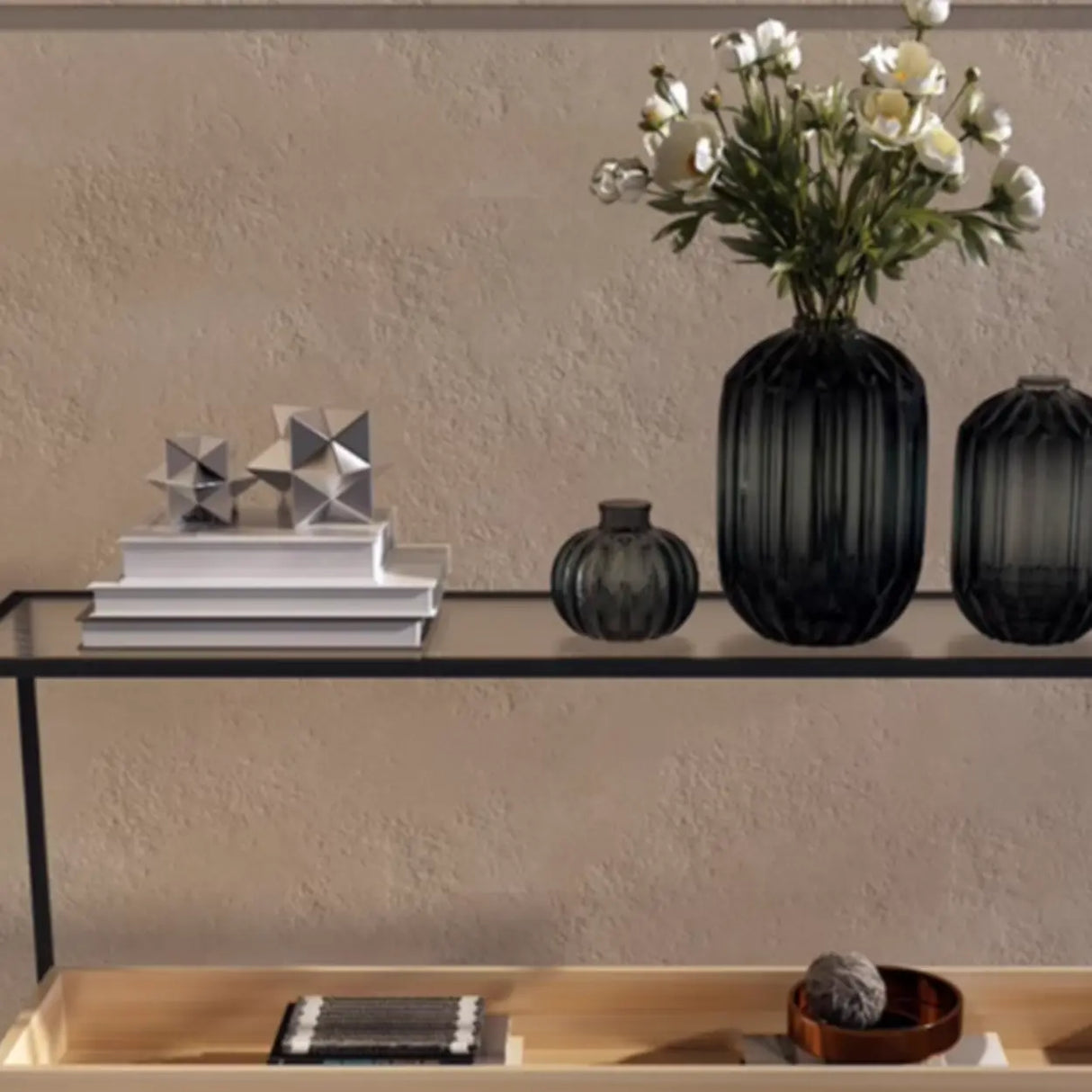 Simple Black Open Alloy Rectangular Storage Bookshelf Image - 8