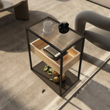 Simple Black Open Alloy Rectangular Storage Bookshelf Image - 9