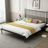 Simple Black Queen Metal Headboard Modern Open-Frame Bed Image - 1