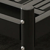 Simple Black Queen Metal Headboard Modern Open-Frame Bed Image - 12