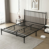 Simple Black Queen Metal Headboard Modern Open-Frame Bed Image - 2