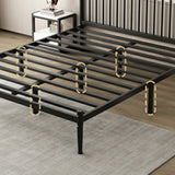 Simple Black Queen Metal Headboard Modern Open-Frame Bed Image - 11