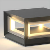 Simple Black Rectangular Metal Frame Post Outdoor Lamp Image - 13