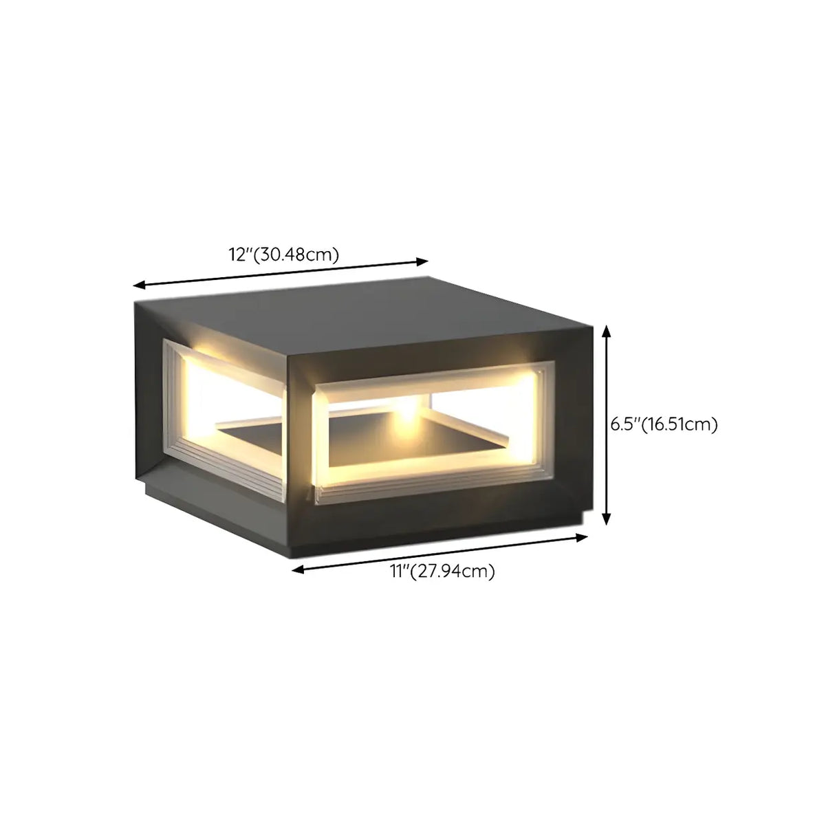 Simple Black Rectangular Metal Frame Post Outdoor Lamp Image - 19