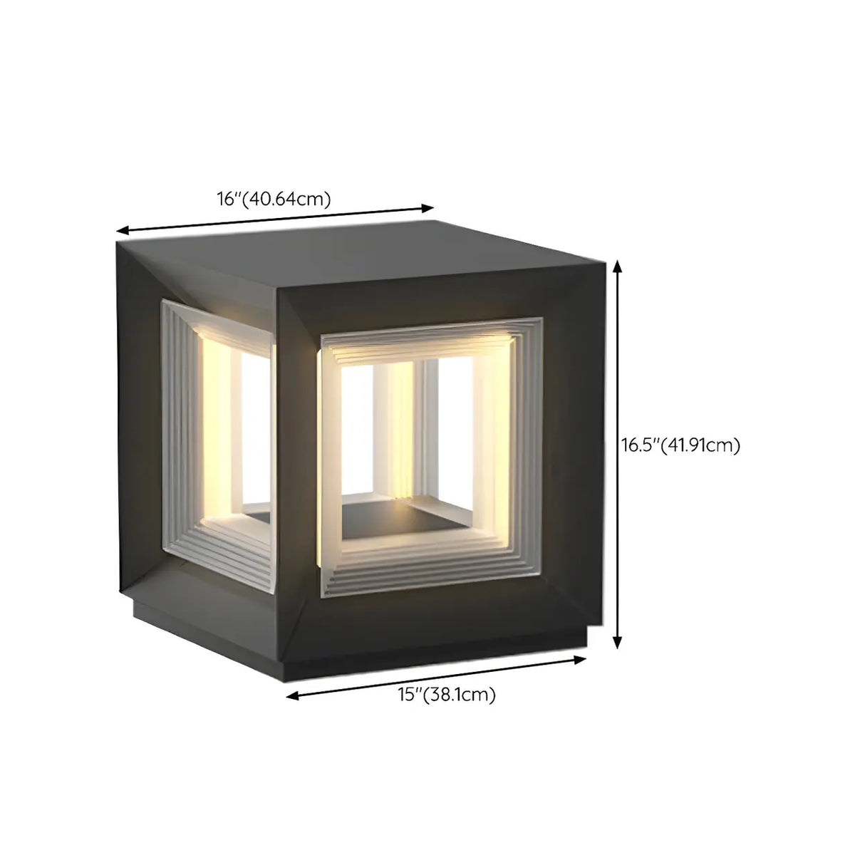 Simple Black Rectangular Metal Frame Post Outdoor Lamp Image - 23