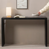 Simple Black Rectangular Wood Entryway Console Table Image - 1