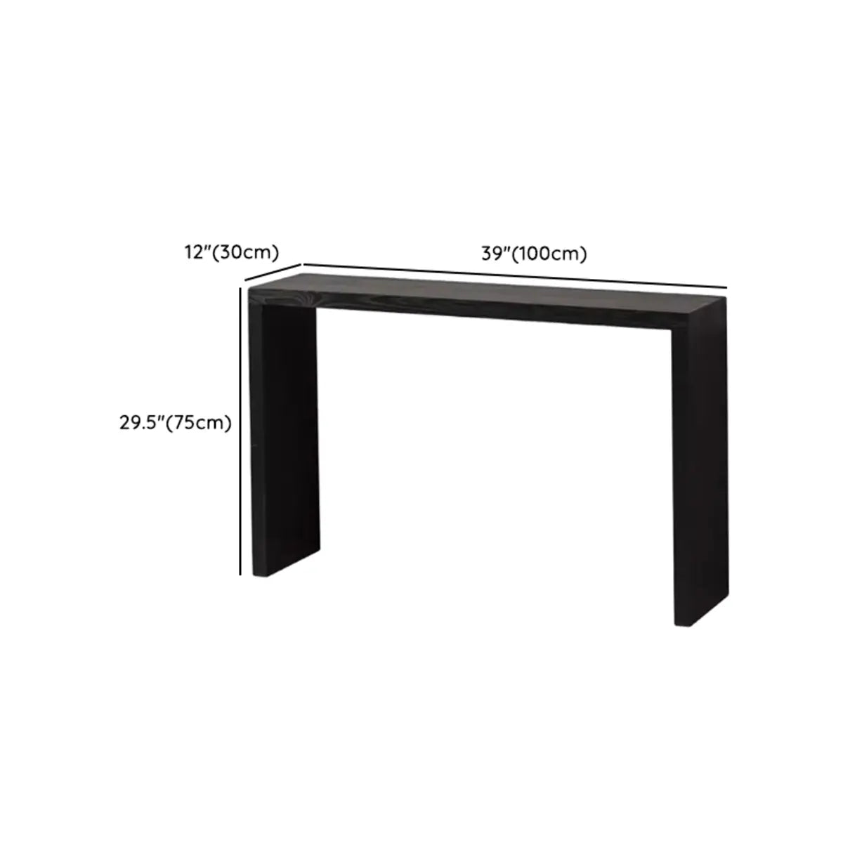 Simple Black Rectangular Wood Entryway Console Table 