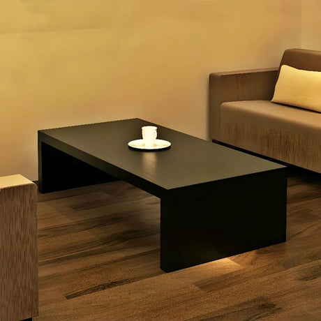 Simple Black Wood Rectangle Sled Single Coffee Table Image - 1