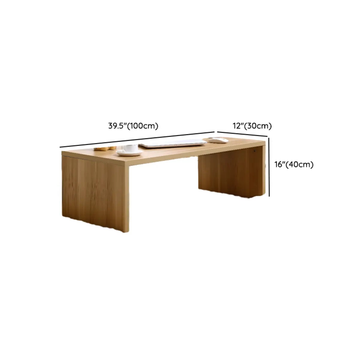 Simple Black Wood Rectangle Sled Single Coffee Table Image - 16