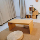 Simple Black Wood Rectangle Sled Single Coffee Table Image - 3