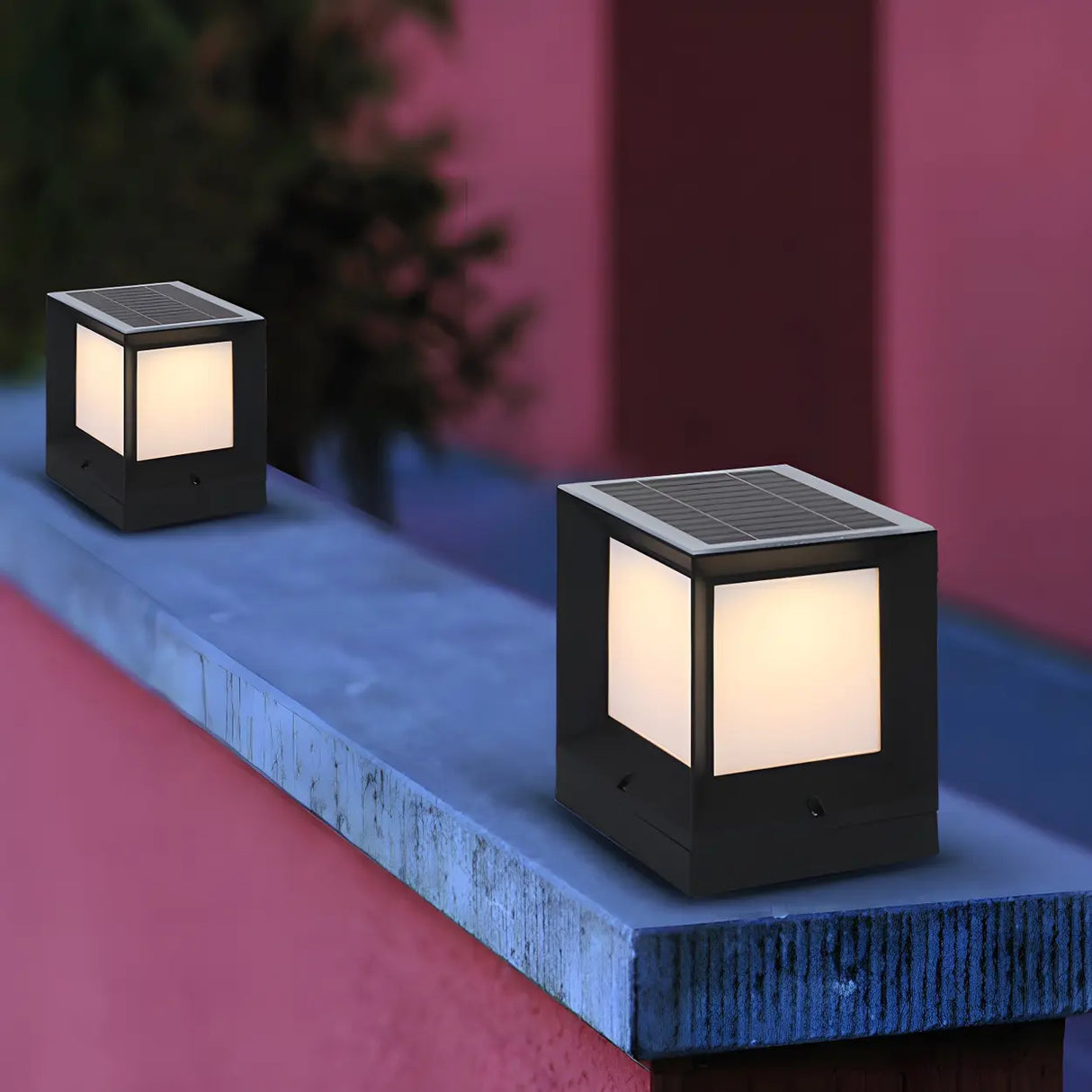 Simple Blank Outdoor Cube Metal Patio Column Light Image - 10