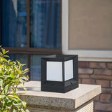 Simple Blank Outdoor Cube Metal Patio Column Light Image - 12