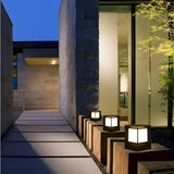 Simple Blank Outdoor Cube Metal Patio Column Light Image - 2