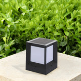Simple Blank Outdoor Cube Metal Patio Column Light Image - 4