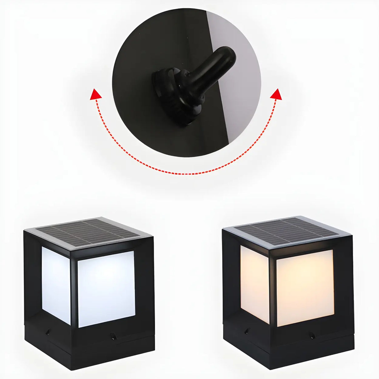 Simple Blank Outdoor Cube Metal Patio Column Light Image - 9