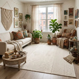 Simple Bohemian Beige Rectangle Anti-Slip Area Rug Image - 2