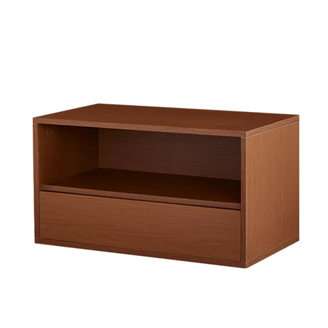 Simple Brown Closed Back Wood Storage Small Bookcase Image - 2