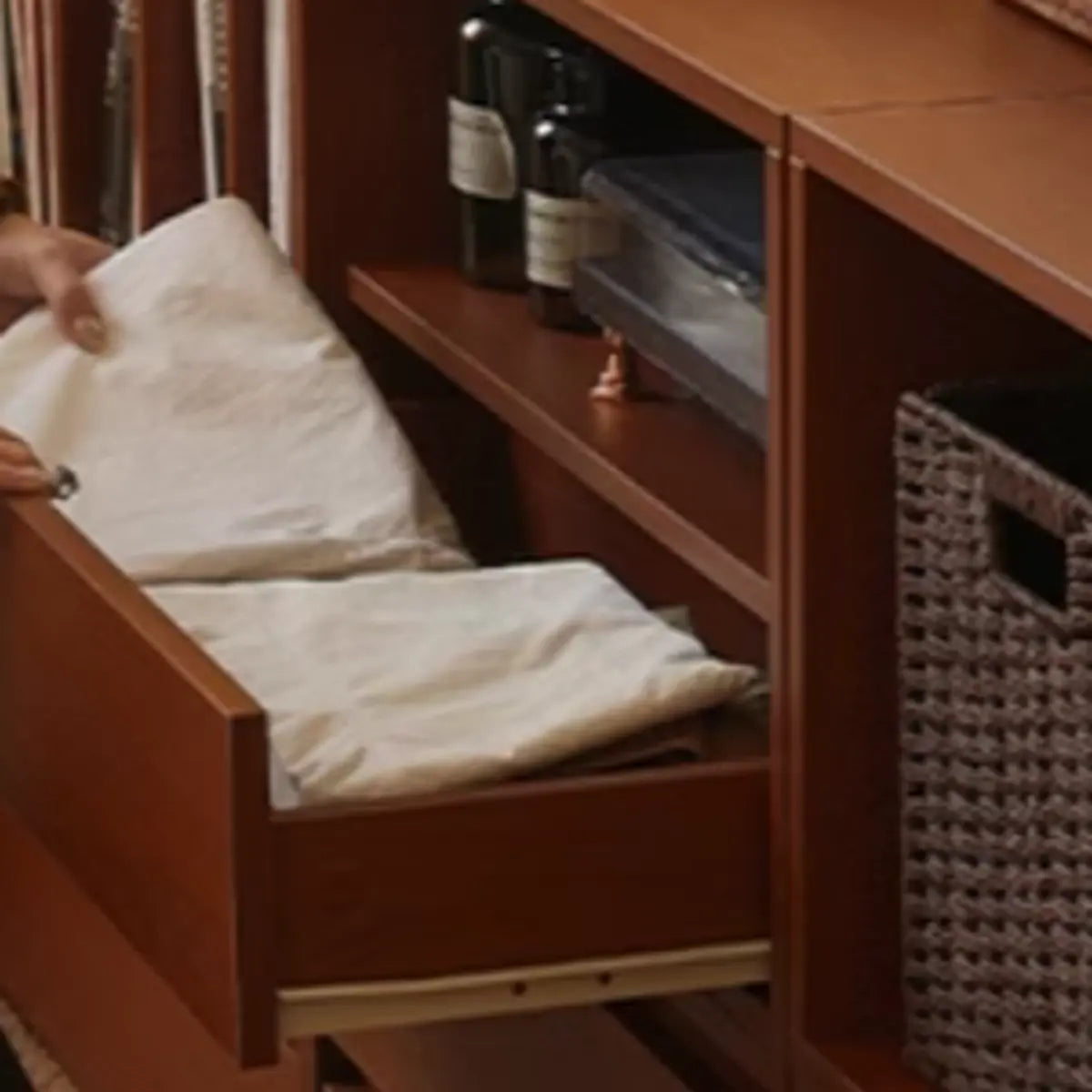 Simple Brown Closed Back Wood Storage Small Bookcase Image - 5