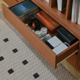 Simple Brown Closed Back Wood Storage Small Bookcase Image - 8
