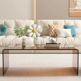 Simple Brown Glass Rectangular Sledge Coffee Table Image - 3