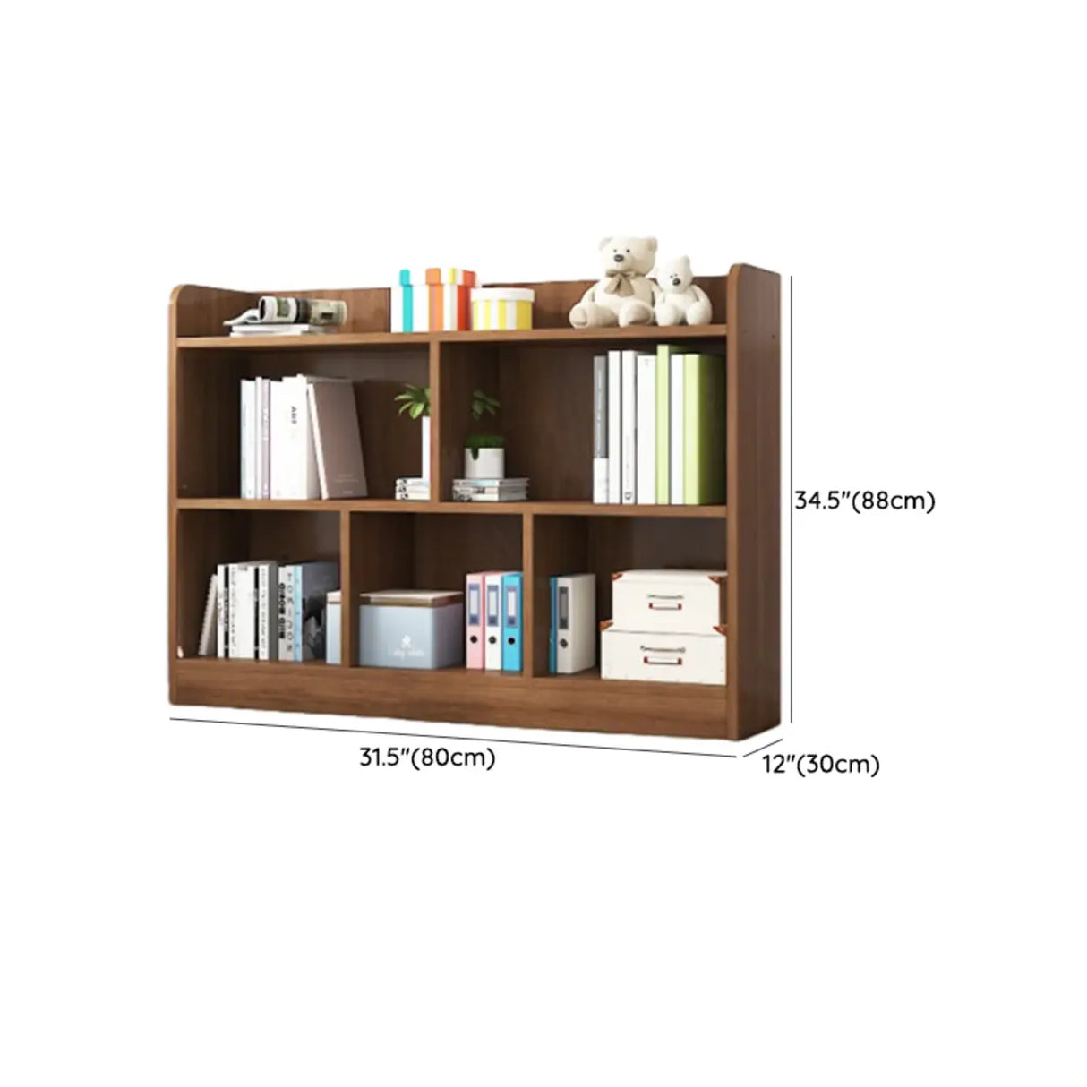 Simple Brown Lumber Horizontal Rectangular Bookcase 