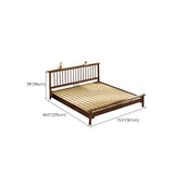 Simple Brown Queen Headboard Rubberwood Open-Frame Bed Image - 11