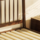 Simple Brown Queen Headboard Rubberwood Open-Frame Bed Image - 8