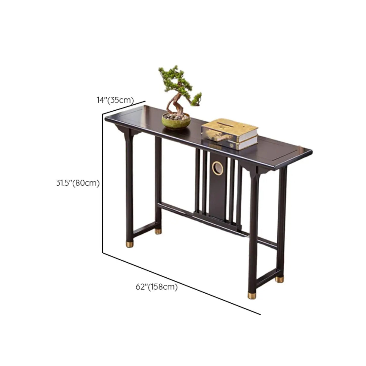 Simple Brown Rectangle Timber Standard Console Table Image - 14