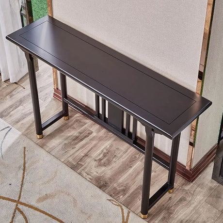 Simple Brown Rectangle Timber Standard Console Table Image - 1