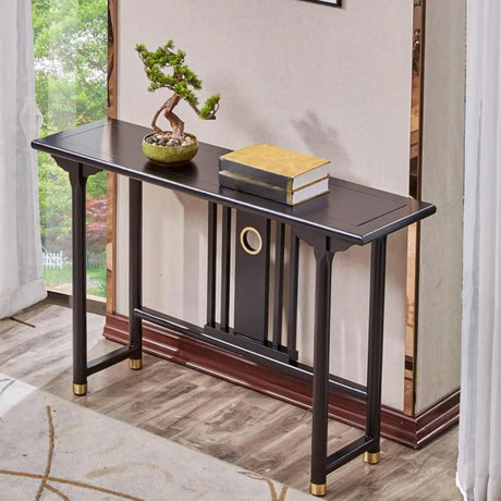 Simple Brown Rectangle Timber Standard Console Table Image - 2