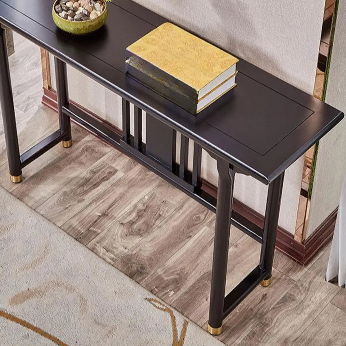 Simple Brown Rectangle Timber Standard Console Table Image - 3
