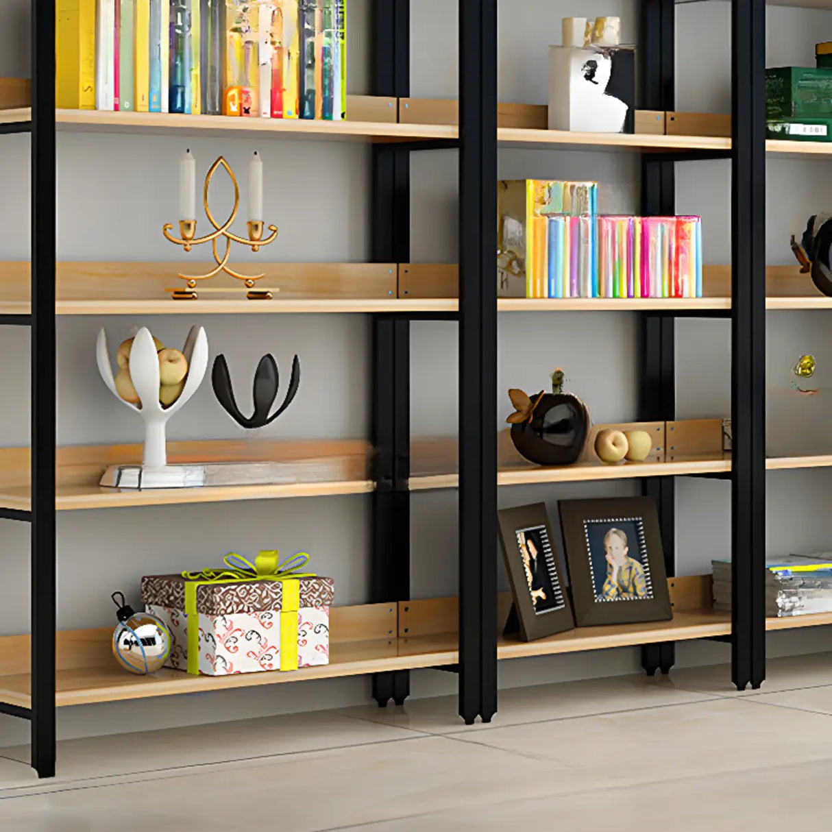 Simple Casual Alloy Open Back Rectangle Bookshelves Image - 5