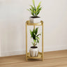 Simple Circular 2 Tiers Metal Plant Stand Indoor White Image - 13