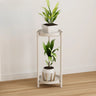 Simple Circular 2 Tiers Metal Plant Stand Indoor White Image - 4