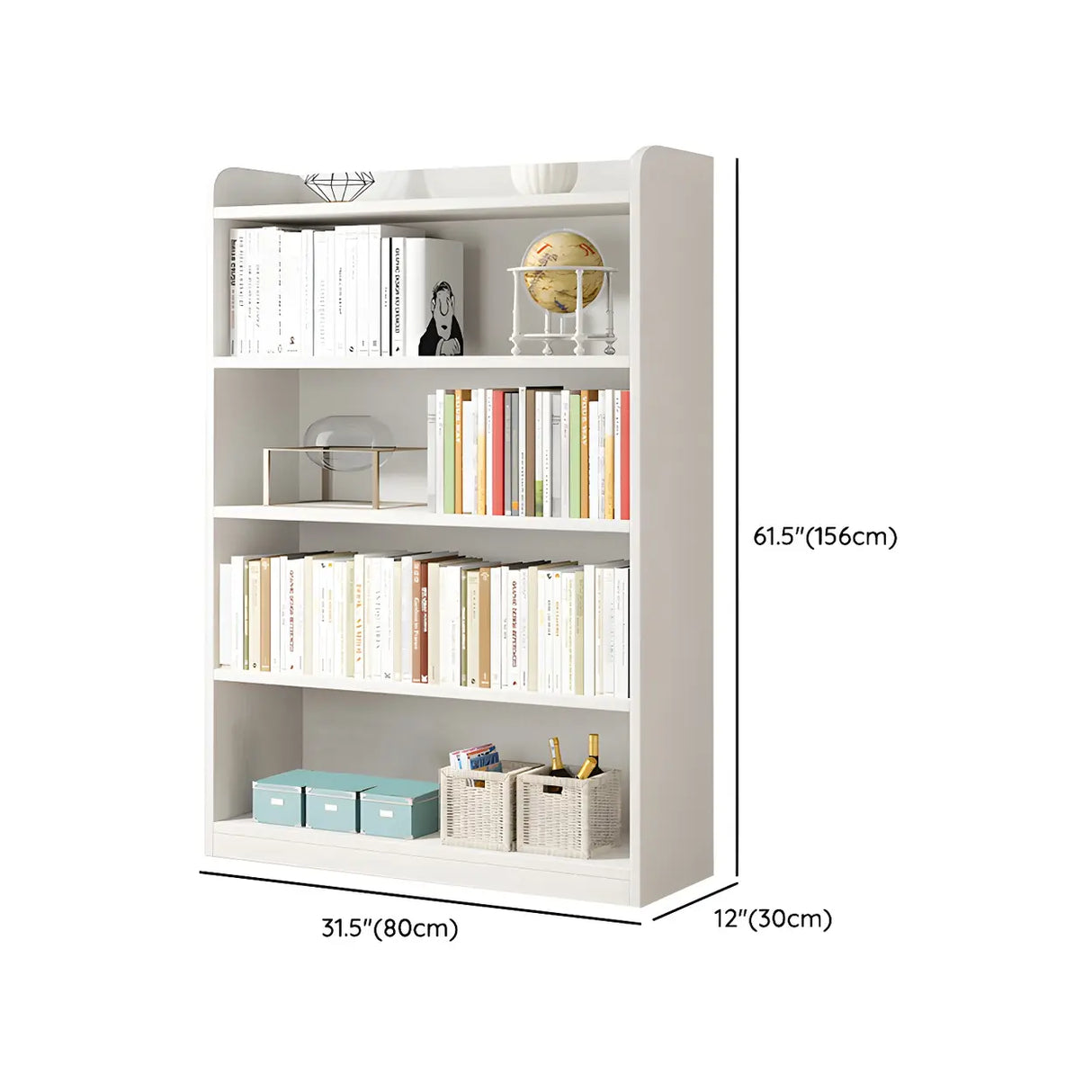 Simple Closed Back Small Wood Storage Bookcase White Image - 29