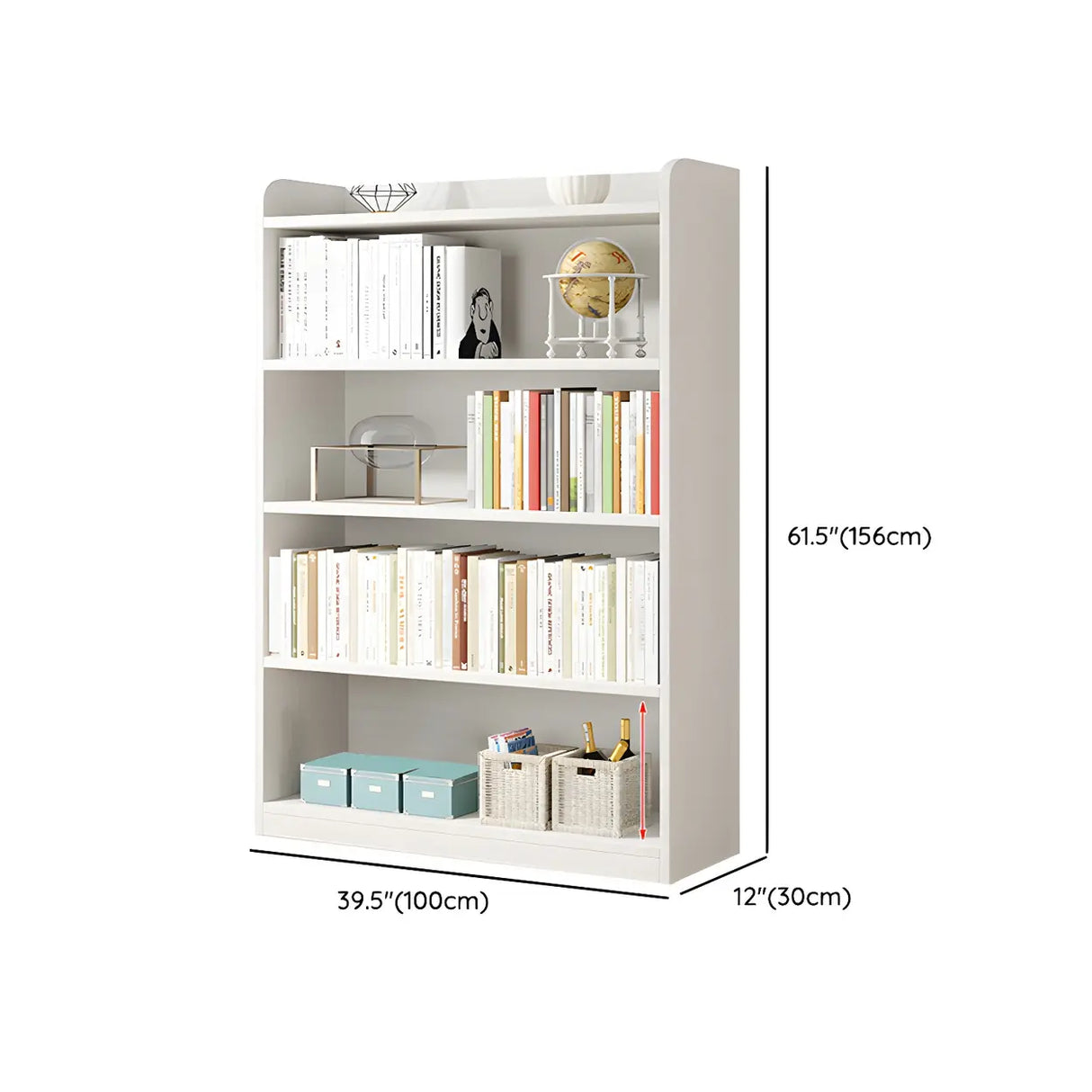 Simple Closed Back Small Wood Storage Bookcase White Image - 30