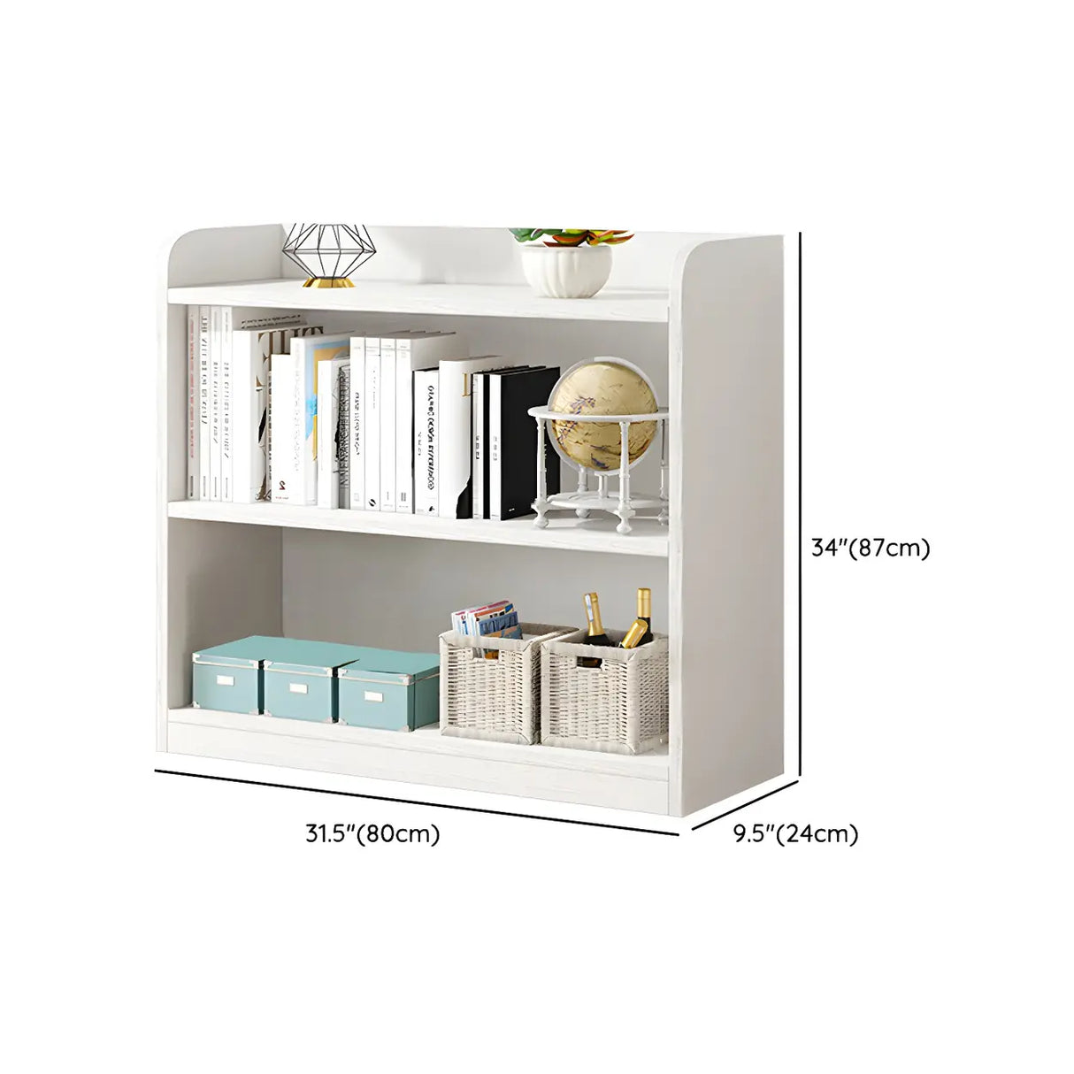 Simple Closed Back Small Wood Storage Bookcase White Image - 20