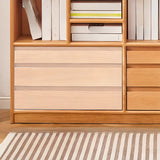 Simple Closed Back Wood Finish Wide Storage Bookcase Image - 10