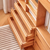 Simple Closed Back Wood Finish Wide Storage Bookcase Image - 12
