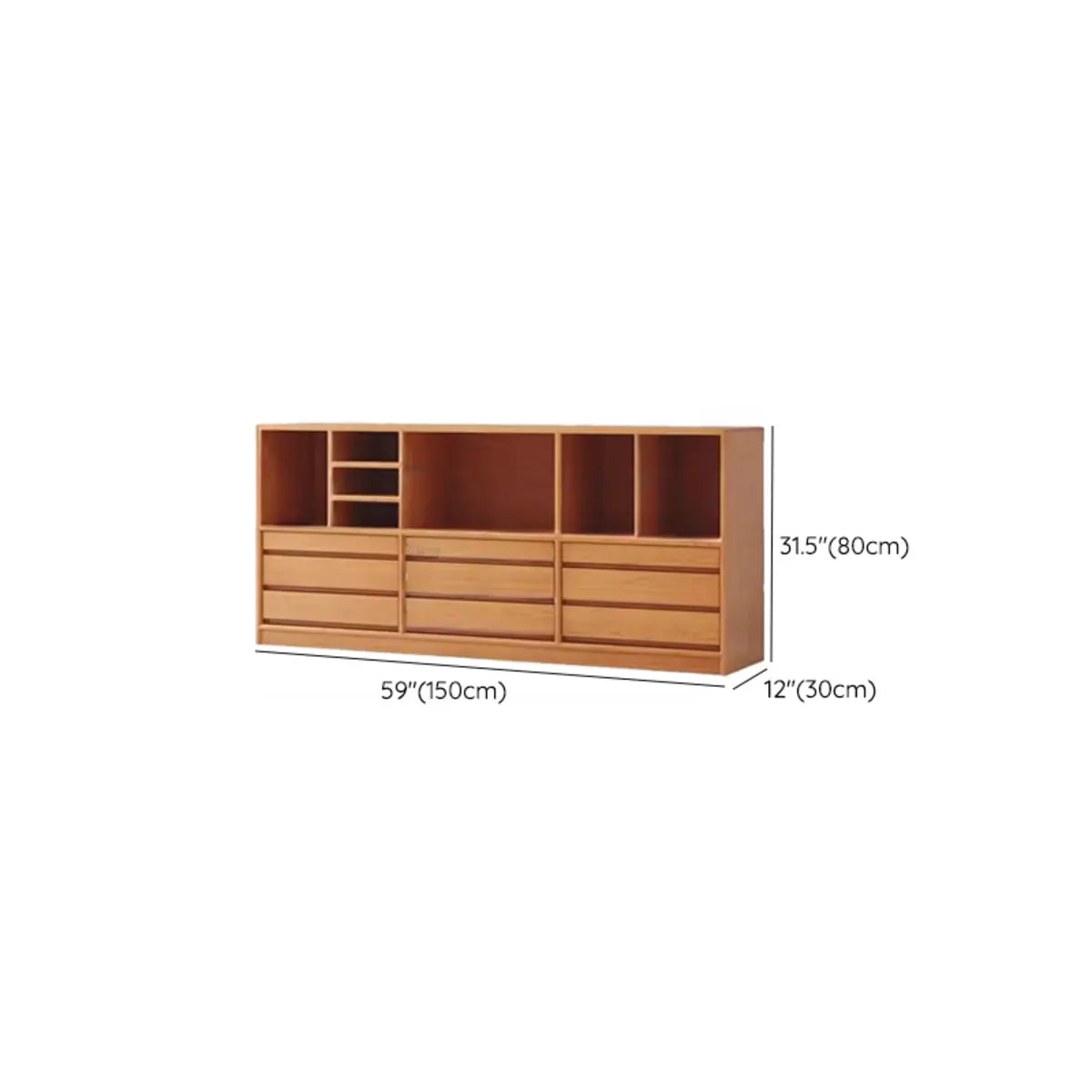 Simple Closed Back Wood Finish Wide Storage Bookcase Image - 15