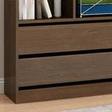 Simple Closed Back Wooden Rectangle Wide Bookcases Image - 12