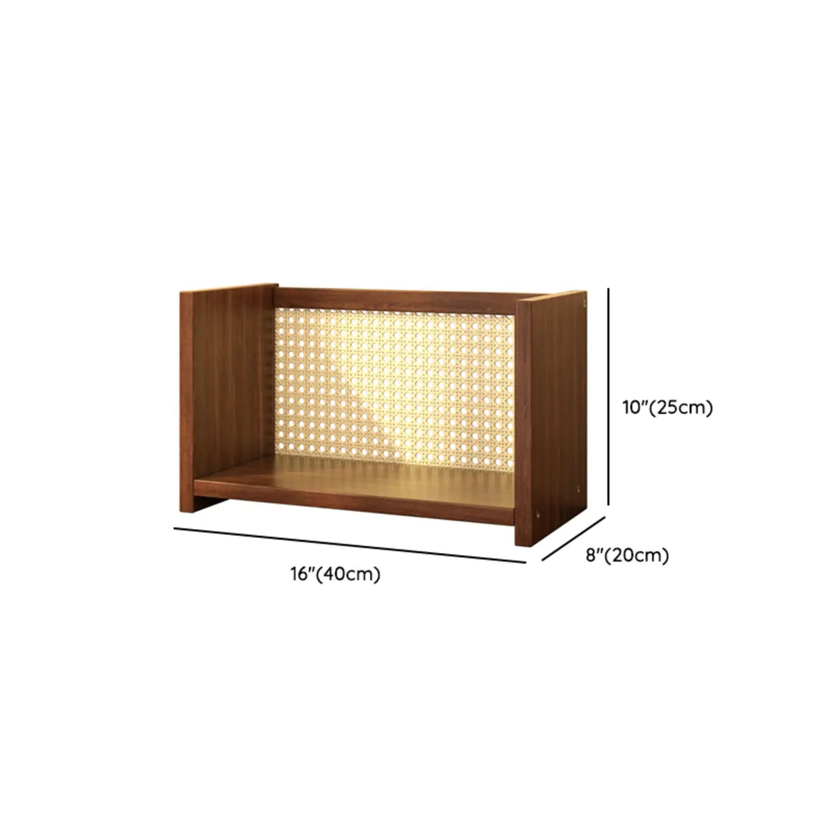Simple Closed Cane Back Walnut Wood Desktop Bookcase 