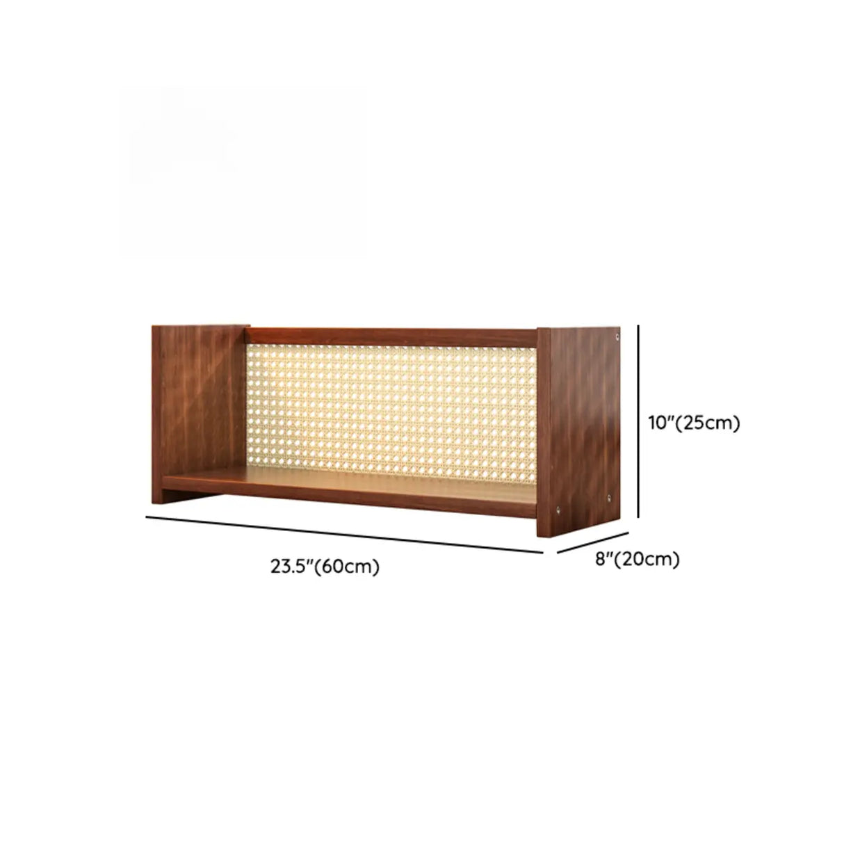 Simple Closed Cane Back Walnut Wood Desktop Bookcase Image - 11