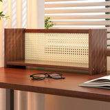 Simple Closed Cane Back Walnut Wood Desktop Bookcase Image - 1